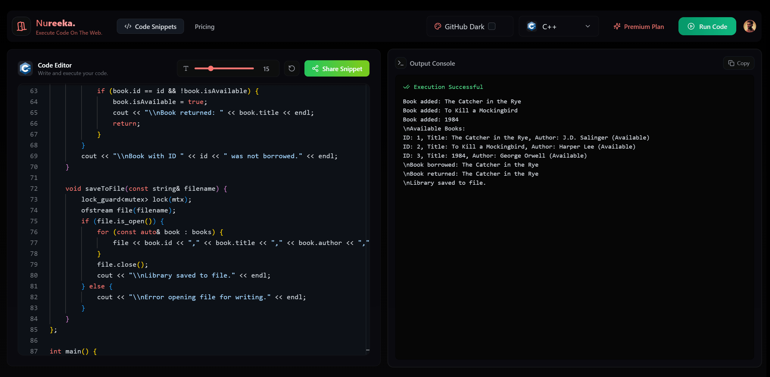 Nureeka Code Editor